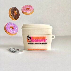 Women's Dunkin Donuts AirPods Pro Case + Clip Coffee Apple White Pink NWT